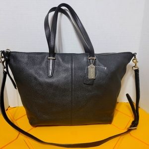 COACH Bleecker Black Leather Shopper Tote 27930 Large